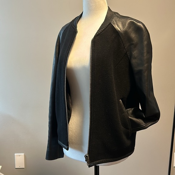 Sandro Leather And Wool Biker Jacket - Picture 14 of 14